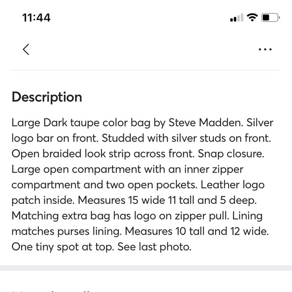 Steve Madden Taupe Tote Bag with Cutout Design & Embellishment - Picture 13 of 13